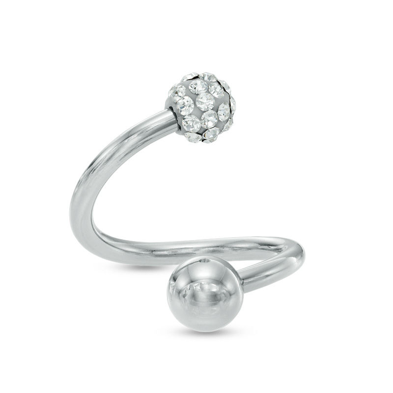 Main Image 1 of 014 Gauge Crystal Twisted Barbell in Stainless Steel