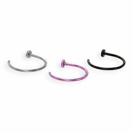 022 Gauge Multi-Color Nose Ring Set in Solid Stainless Steel