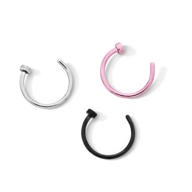 Main Image 1 of Solid Stainless Steel Multi-Color Nose Ring Set - 22G