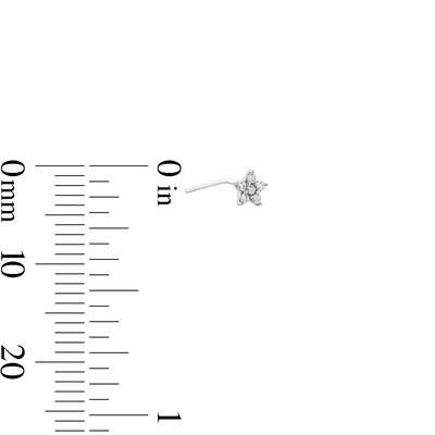 10K Solid White Gold CZ L-Shaped Nose Stud Set - 18G