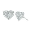 Diamond Accent Raised Heart Stud Earrings in Sterling Silver