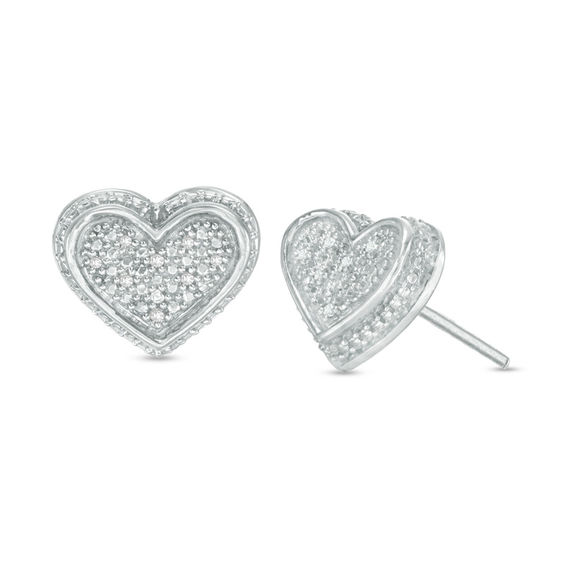 Elevated Heart Stud Earrings, Sterling silver