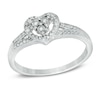 Thumbnail Image 1 of Diamond Accent Beaded Heart Frame Split Shank Promise Ring in Sterling Silver
