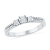 Thumbnail Image 1 of Diamond Accent Beaded Three Stone Double Row Promise Ring in Sterling Silver