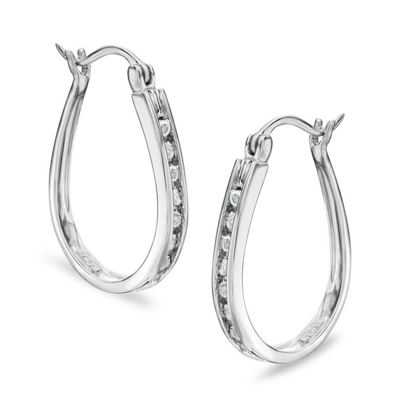 Diamond Accent Hoop Earrings in Sterling Silver