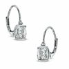 5mm Cushion-Cut White Topaz and Diamond Accent Drop Earrings in Sterling Silver