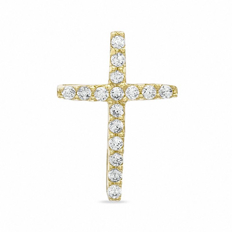 Main Image 1 of Small Cubic Zirconia Cross Charm in 10K Gold