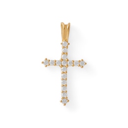 10K Gold CZ Cross Necklace Charm