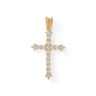 10K Gold CZ Cross Charm
