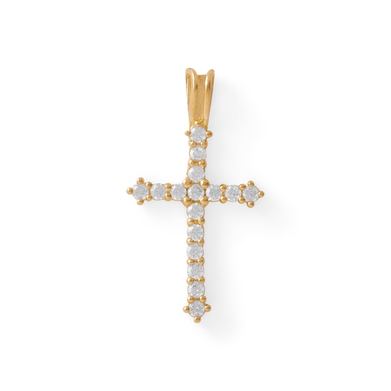10K Gold CZ Cross Charm