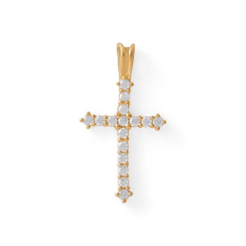 Main Image 1 of 10K Gold CZ Cross Necklace Charm
