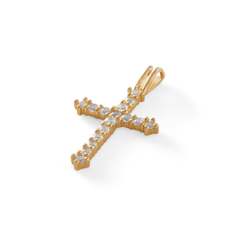 Cubic Zirconia Cross Charm in 10K Gold
