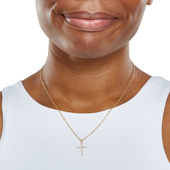 10K Gold CZ Cross Charm