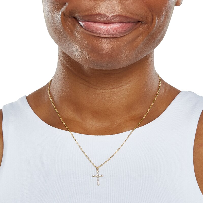 Main Image 3 of 10K Gold CZ Cross Necklace Charm