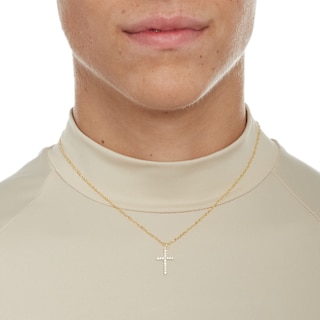 10K Gold CZ Cross Charm