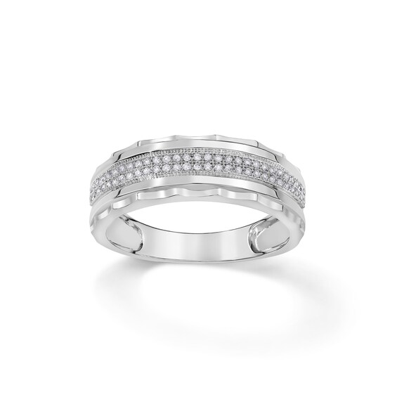 1/6 CT. T.W. Diamond Double Row Wedding Band in Sterling Silver