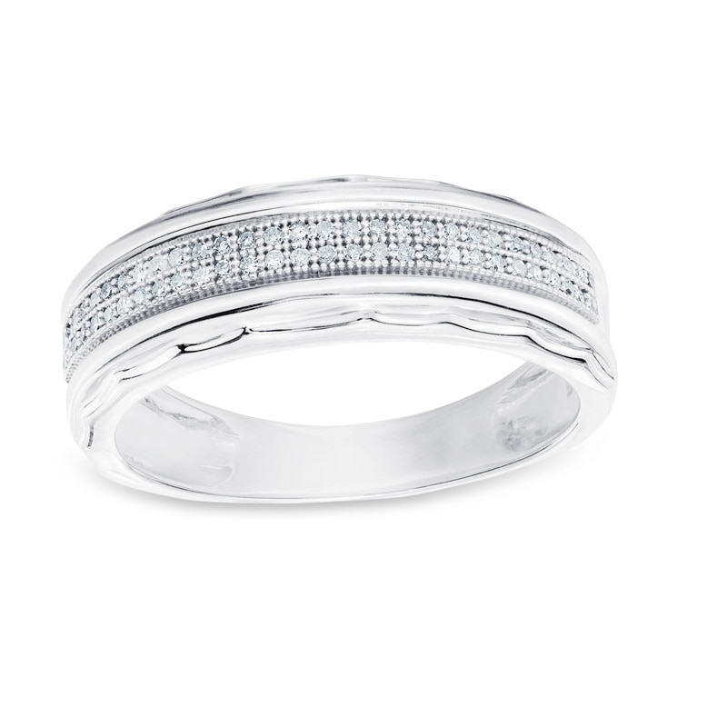 1/6 CT. T.W. Diamond Double Row Wedding Band in Sterling Silver