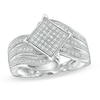 Thumbnail Image 0 of 1/3 CT. T.W. Diamond Tilted Square Composite Engagement Ring in 10K White Gold - Size 7