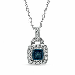 Enhanced Blue Diamond Accent Pendant in Sterling Silver