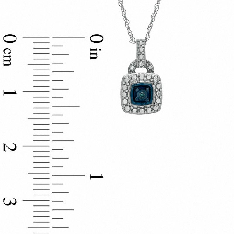 Enhanced Blue Diamond Accent Pendant in Sterling Silver