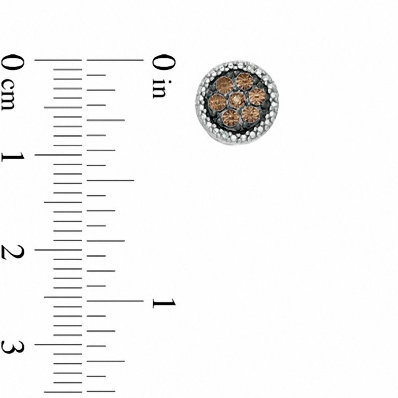 Main Image 2 of Champagne and White Diamond Accent Stud Earrings in Sterling Silver