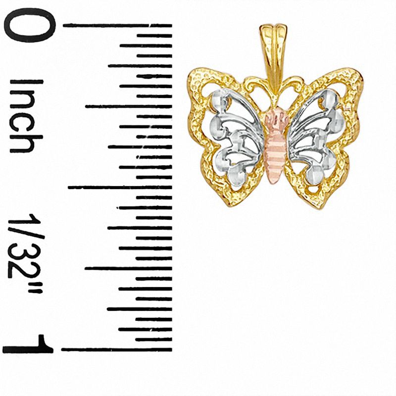 Main Image 2 of Tri-Tone Butterfly Charm in Sterling Silver and 14K Gold Plate