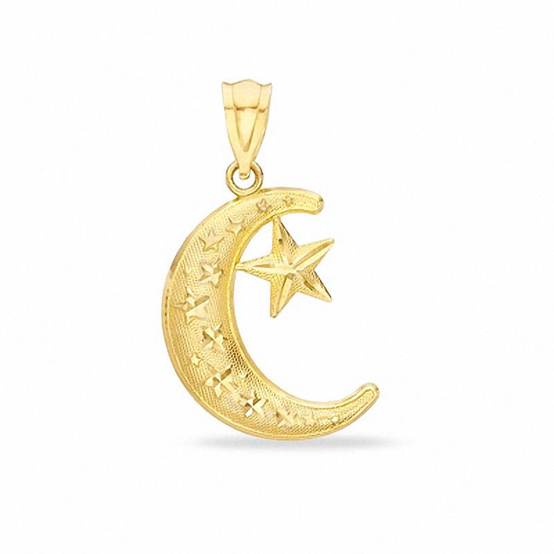 Main Image 1 of Moon and Star Charm in 10K Gold