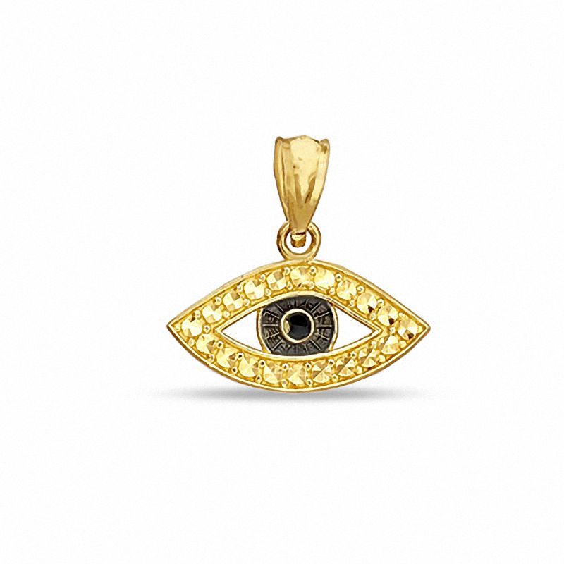 Diamond-Cut Enamel Evil Eye Charm in Sterling Silver and 14K Gold Plate