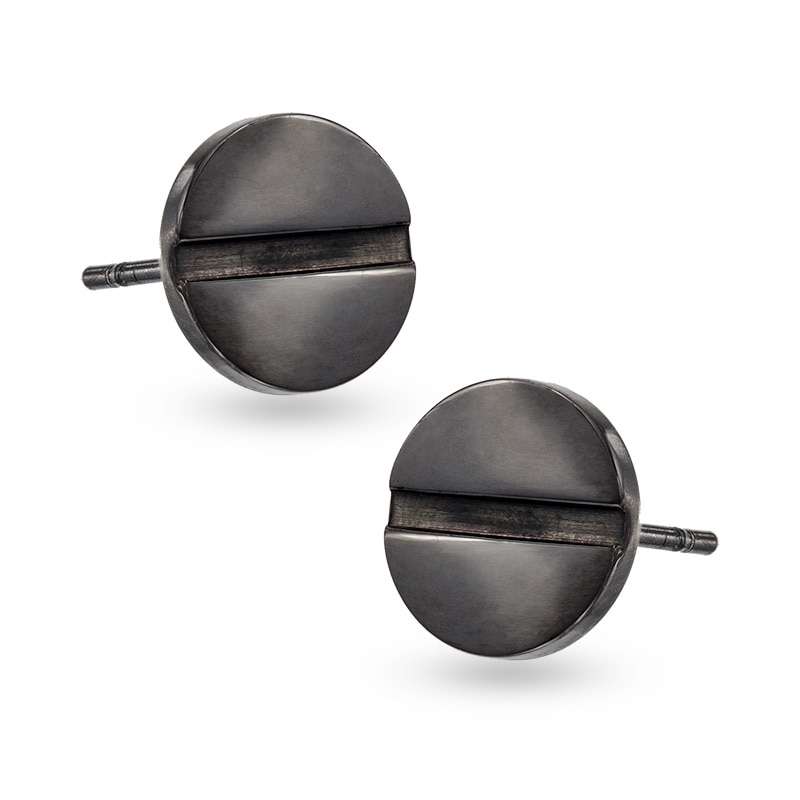 Nail Head Stud Earrings in Black IP Stainless Steel