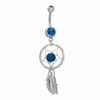 Thumbnail Image 1 of 014 Gauge Dream Catcher Dangle Belly Button Ring with Blue Cubic Zirconia in Stainless Steel
