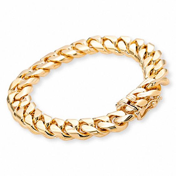 12mm Cuban Link Bracelet in Brass with 14K Gold Plate - 8.5"