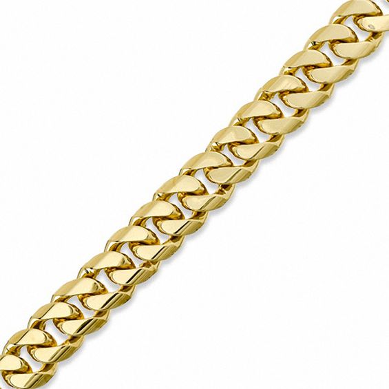 10mm Cuban Link Chain Bracelet in Brass with 14K Gold Plate