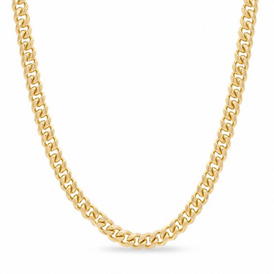 Brass with 14K Gold Plate 5mm Cuban Link Chain Necklace