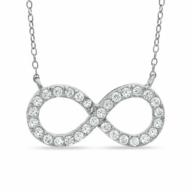 Cubic Zirconia Infinity Necklace in Sterling Silver