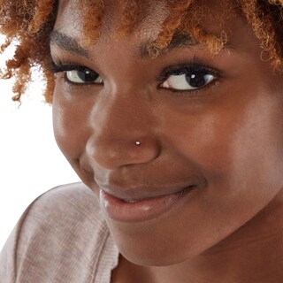 14K Solid White Gold L-Shaped Nose Stud Set - 22G 1/4"
