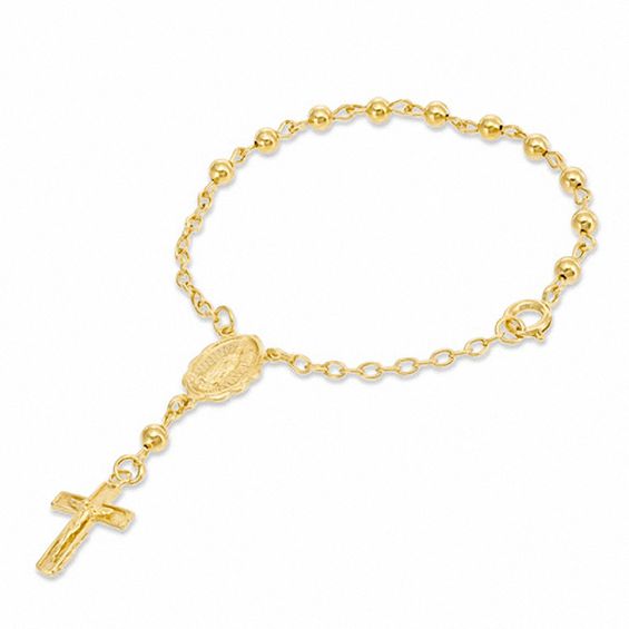 Rosary Bracelet in Brass with 14K Gold Plate - 7"