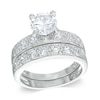 Thumbnail Image 0 of 6.5mm Cubic Zirconia Bridal Set in Sterling Silver - Size 5