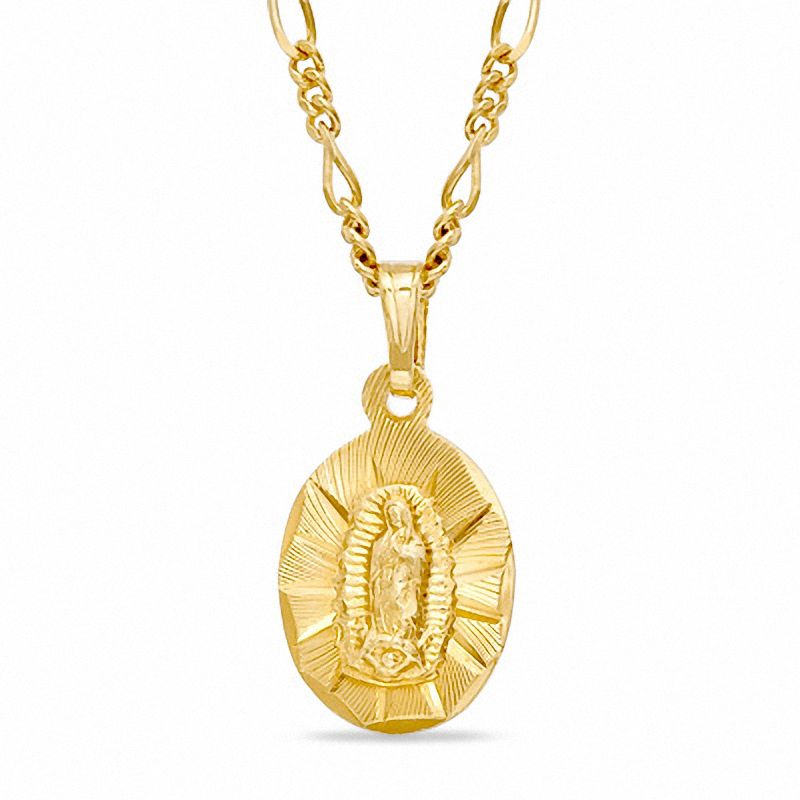 Oval Our Lady of Guadalupe Oval Pendant in Brass with 14K Gold Plate -  24