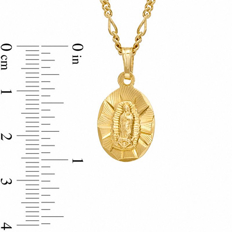 Main Image 2 of Oval Our Lady of Guadalupe Oval Pendant in Brass with 14K Gold Plate - 24"