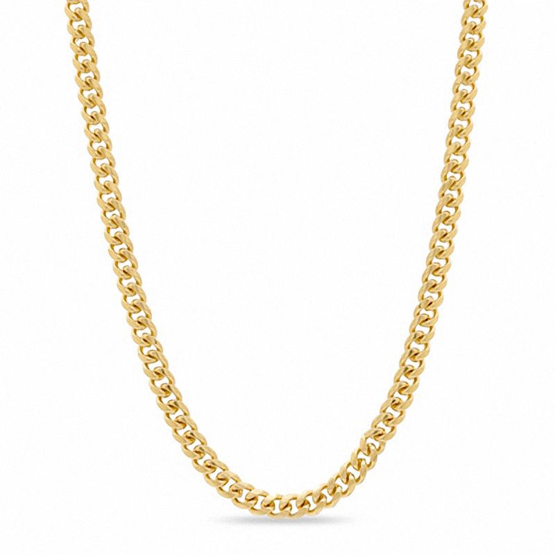 Main Image 1 of Brass with 14K Gold Plate 4mm Cuban Link Chain Necklace - 24"