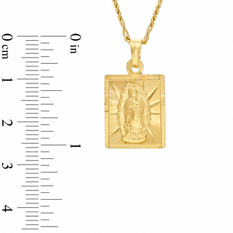 Our Lady of Guadalupe Rectangular Pendant in Brass with 14K Gold Plate - 24"