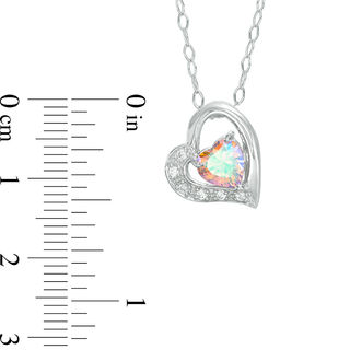 6mm Iridescent Pink Heart-Shaped Cubic Zirconia Pendant in Sterling Silver
