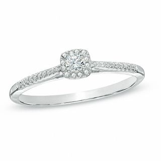 1/6 CT. T.W. Diamond Square Frame Promise Ring in Sterling Silver - Size 7