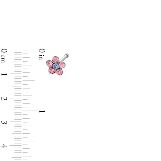 Semi-Solid Stainless Steel Crystal Multi-Color Flower Nose Stud Set - 22G