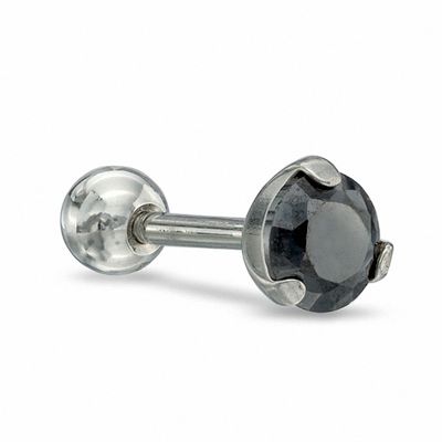 016 Gauge Barbell with Cubic Zirconia in Stainless Steel