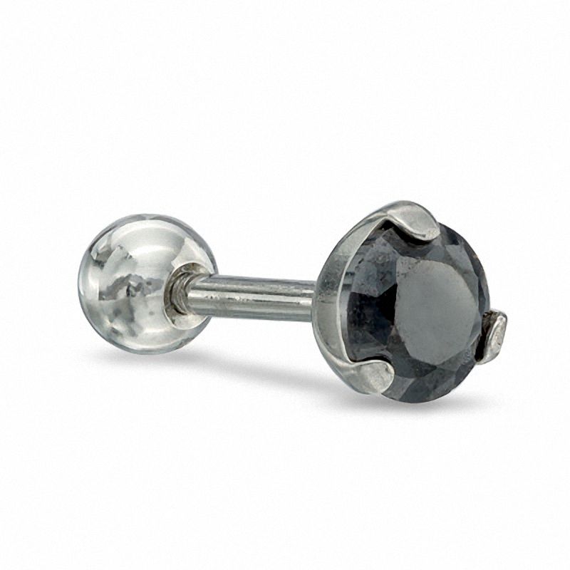 016 Gauge Barbell with Cubic Zirconia in Stainless Steel