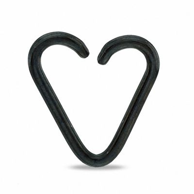 018 Gauge Open Heart Captive Bead Ring in Black IP Stainless Steel - 5/16"