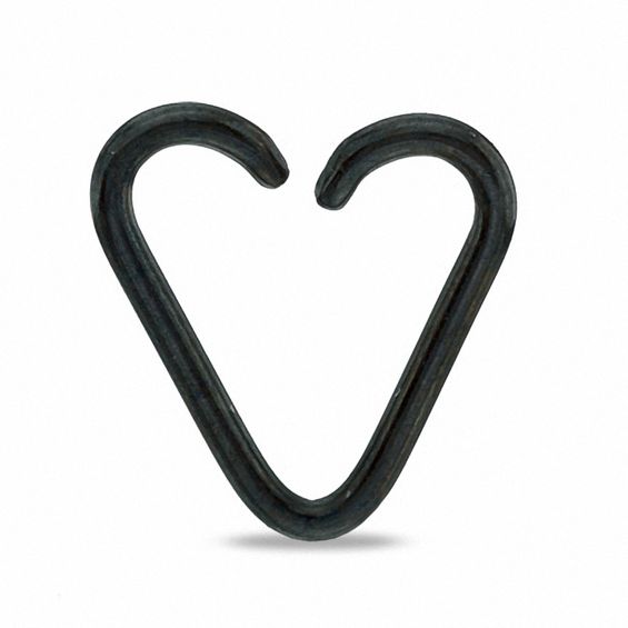 018 Gauge Open Heart Captive Bead Ring in Black IP Stainless Steel - 5/16"