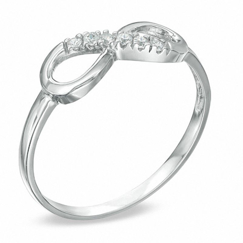Cubic Zirconia Infinity Ring in 10K White Gold - Size 6