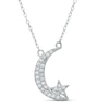 Thumbnail Image 0 of Cubic Zirconia Crescent Moon and Star Necklace in Sterling Silver